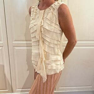 Tory Burch Women’s Sleeveless Blouse with Ruffled Details Size 4